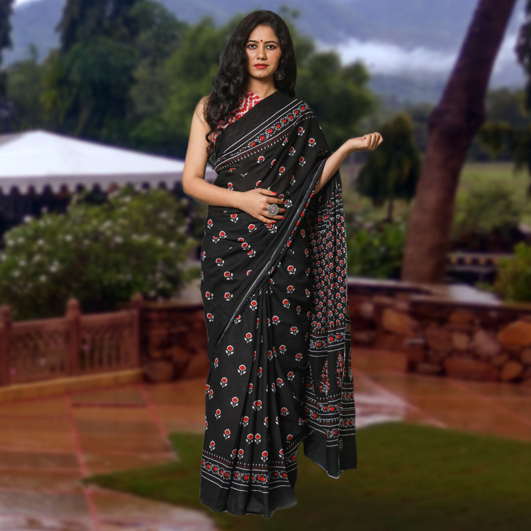 Cherika handblock cotton saree and blouse