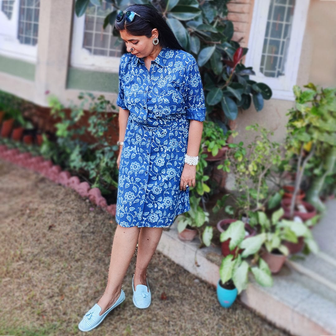 summer dress handblock shirt dress stylish latest fashion designer dress indigo online shopping made in india
