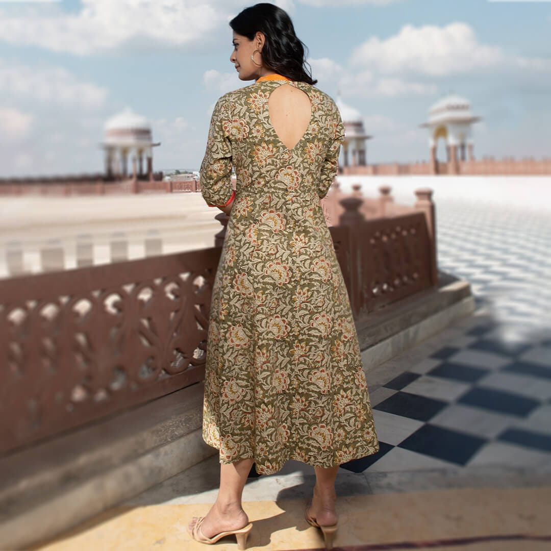 dress floral print and natural dye sustainable fashion for online shopping india