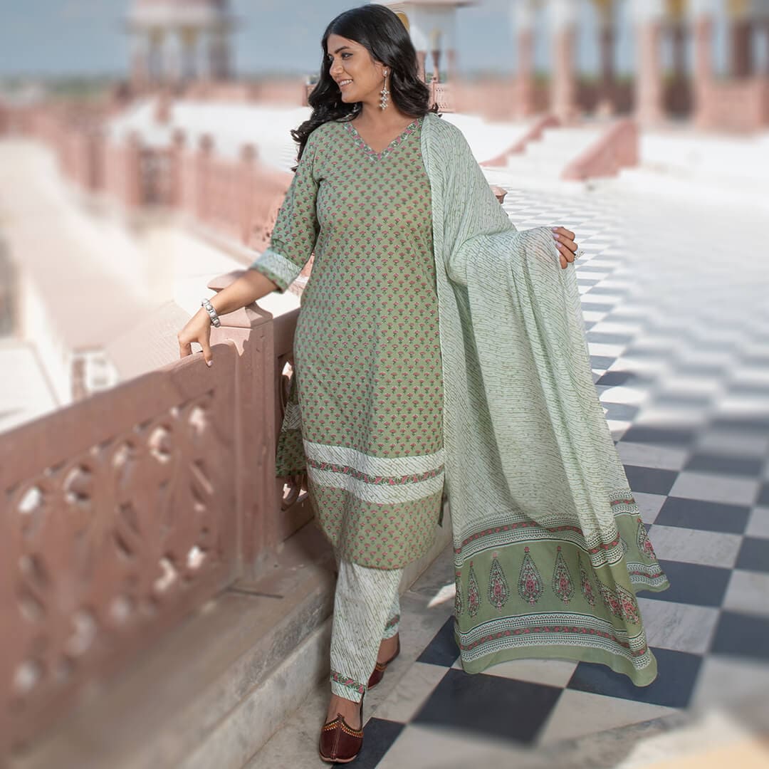 Grey Pure Cotton Salwar Suit – Maharani