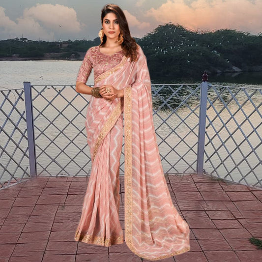 Handmade designer georgette saree and blouse for online shopping made in India