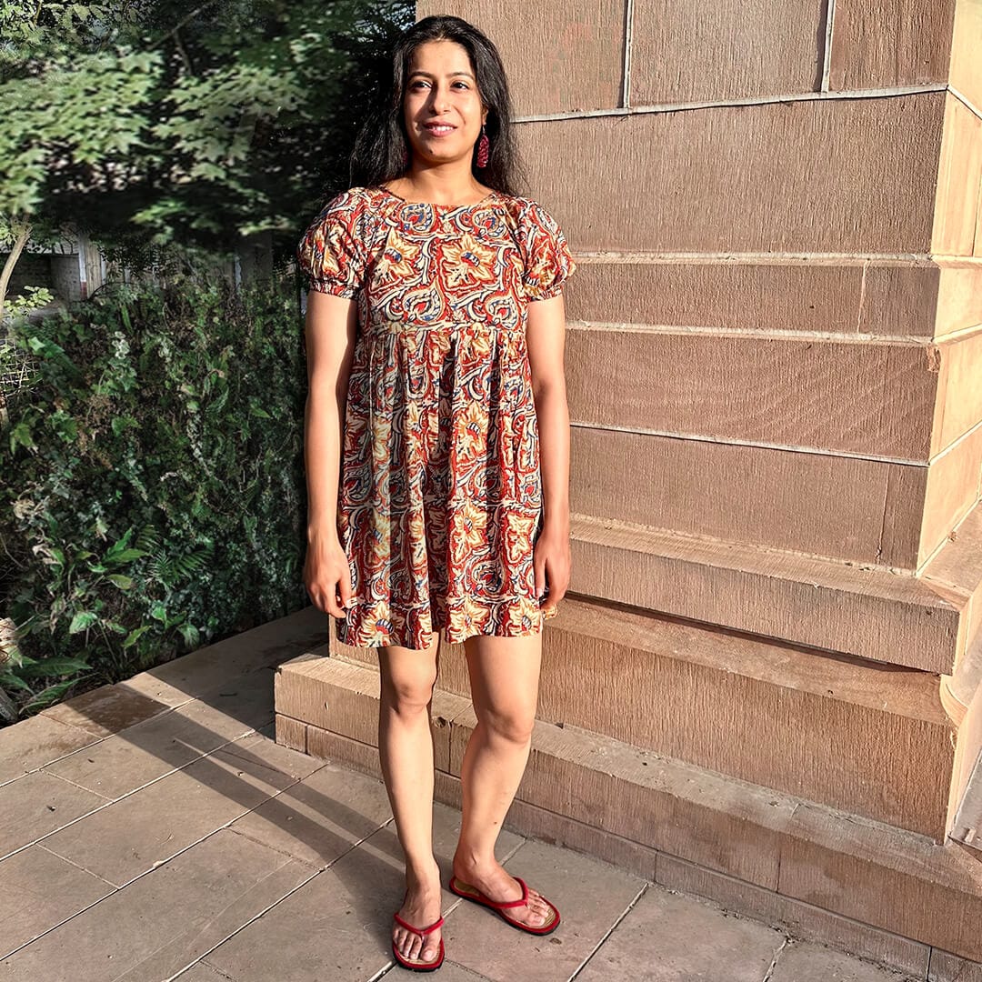latest fashion designer handblock cotton summer dress for party wear evening wear day dress online made in india