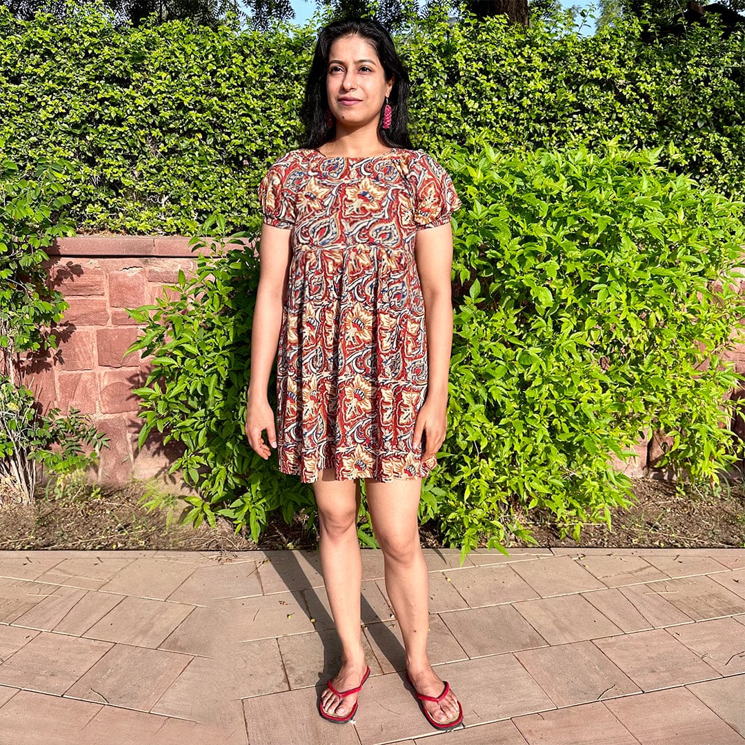 latest fashion designer handblock cotton summer dress for party wear evening wear day dress online made in india