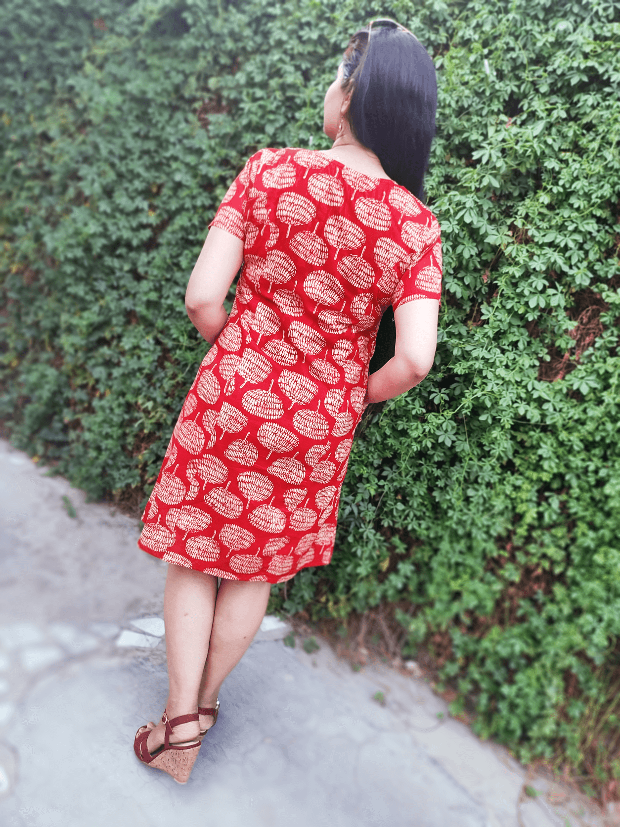 Red Poppy cotton handblock dress