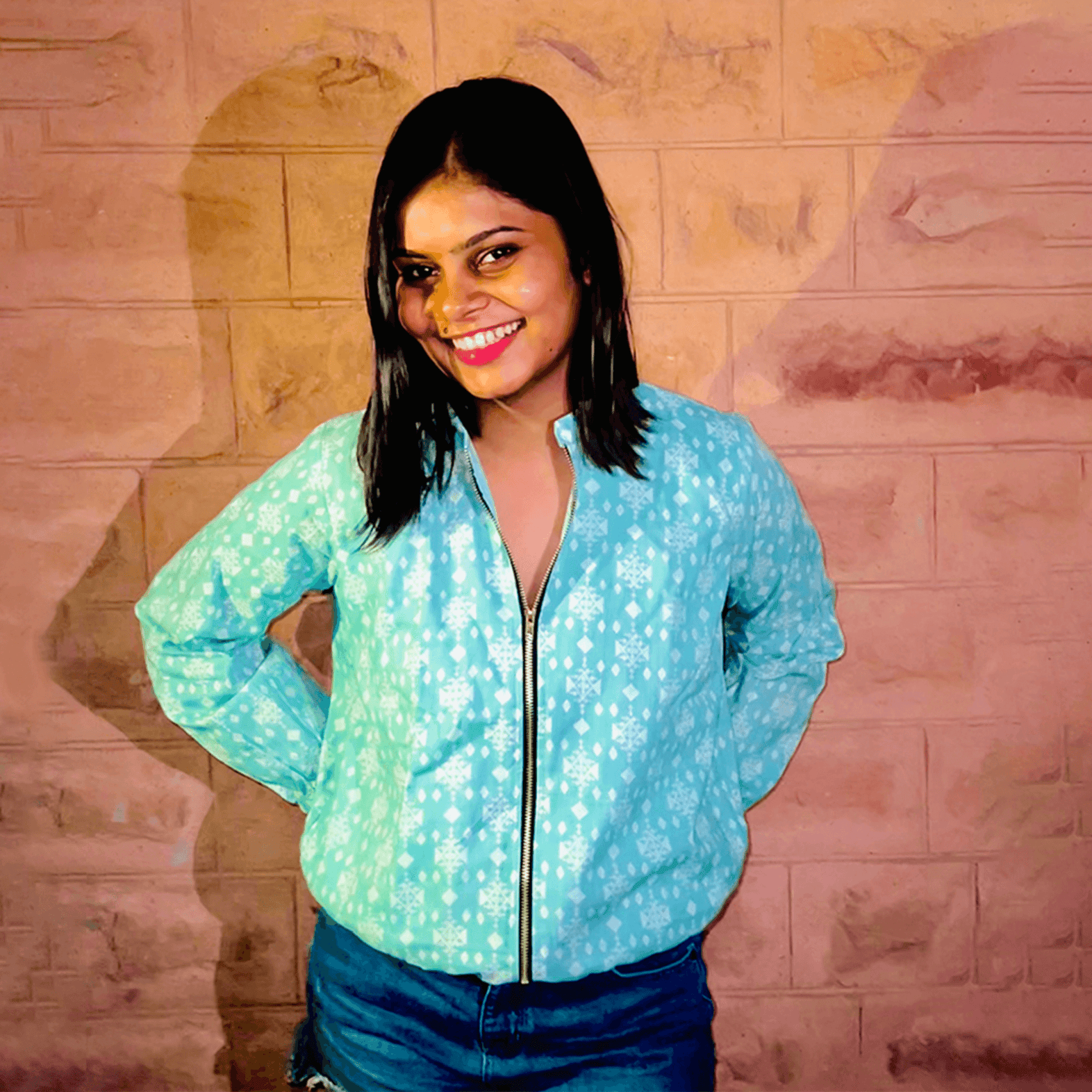 handmade cotton bomber jacket with hand block print winter wear online india