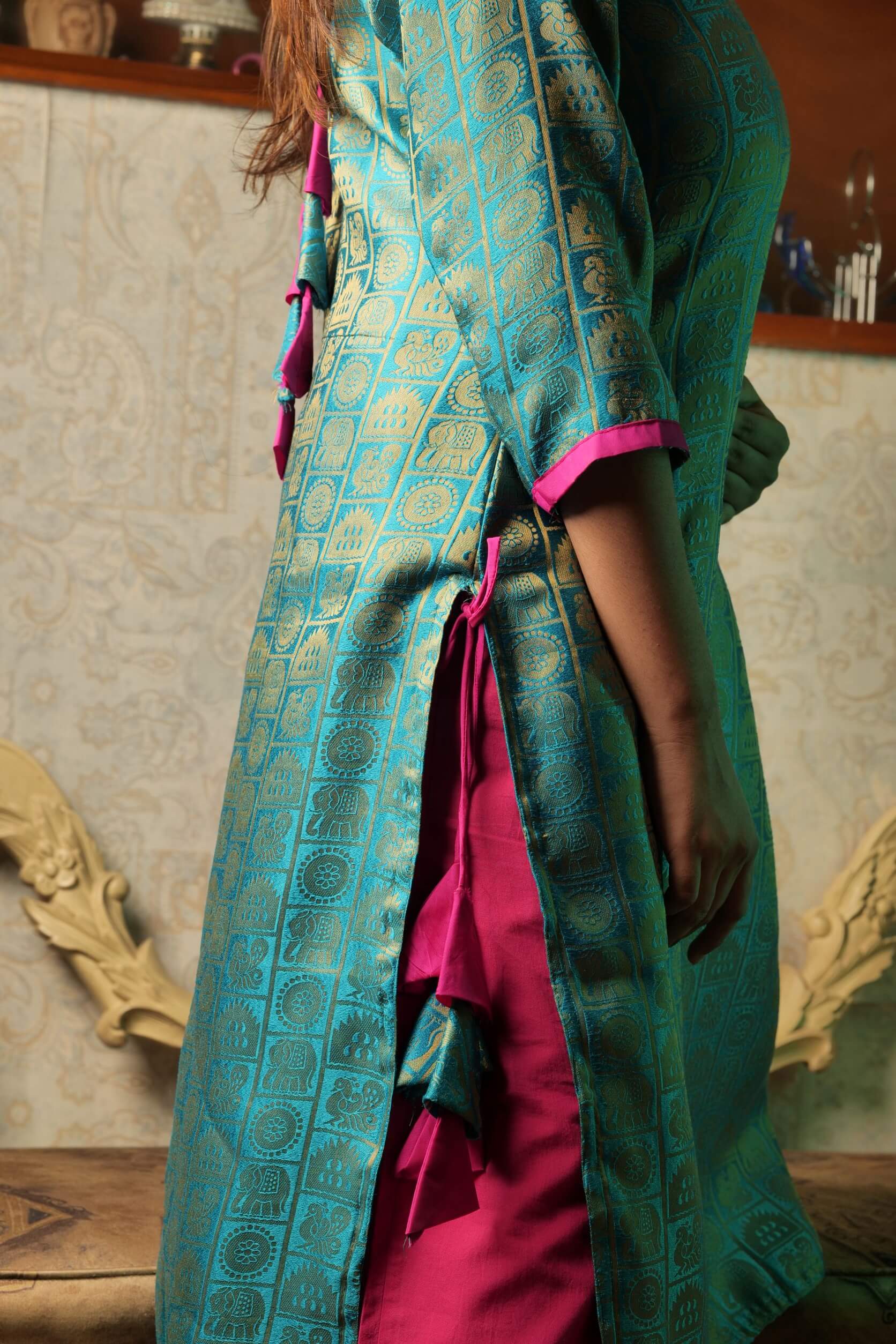 Radha Rani silk kurta with motifs