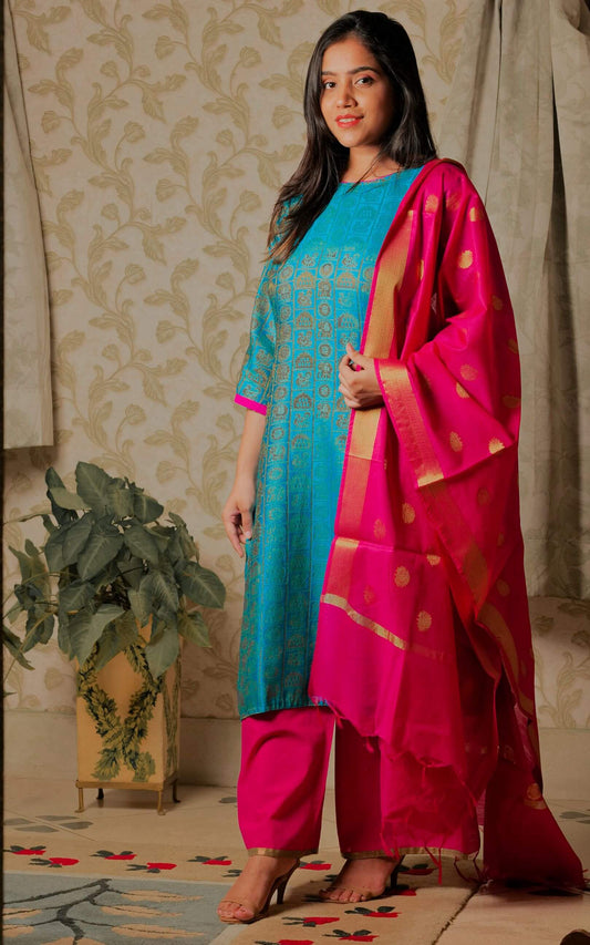 Radha Rani silk kurta with motifs