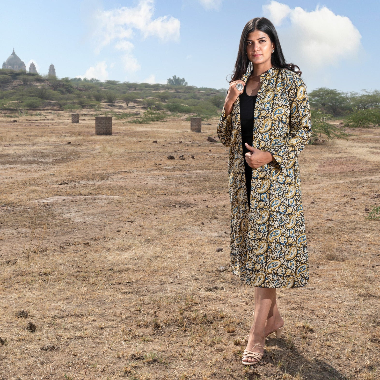 Over the Moon long hand block cotton jacket