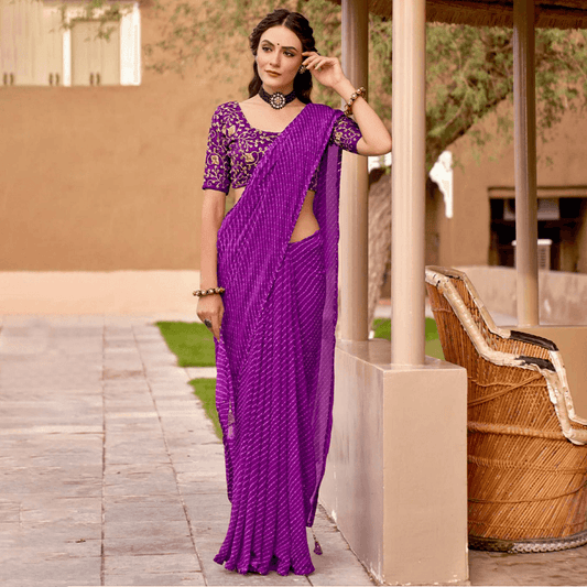 Handmade latest fashion designer lehriya mothra saree blouse online shopping made in India festive office wear Diwali party