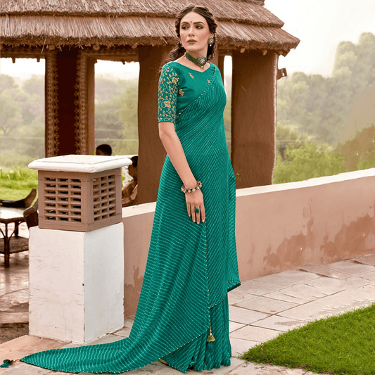 Handmade latest fashion designer lehriya mothra saree blouse online shopping made in India festive office wear Diwali party