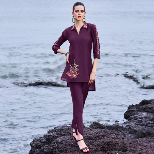 lavender purple co-ord sets for women in summer spring stylish latest designer wear
