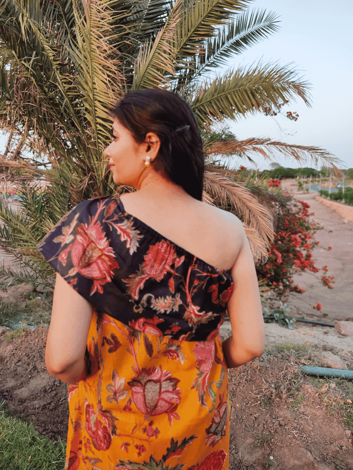 Firecracker one shoulder cotton dress