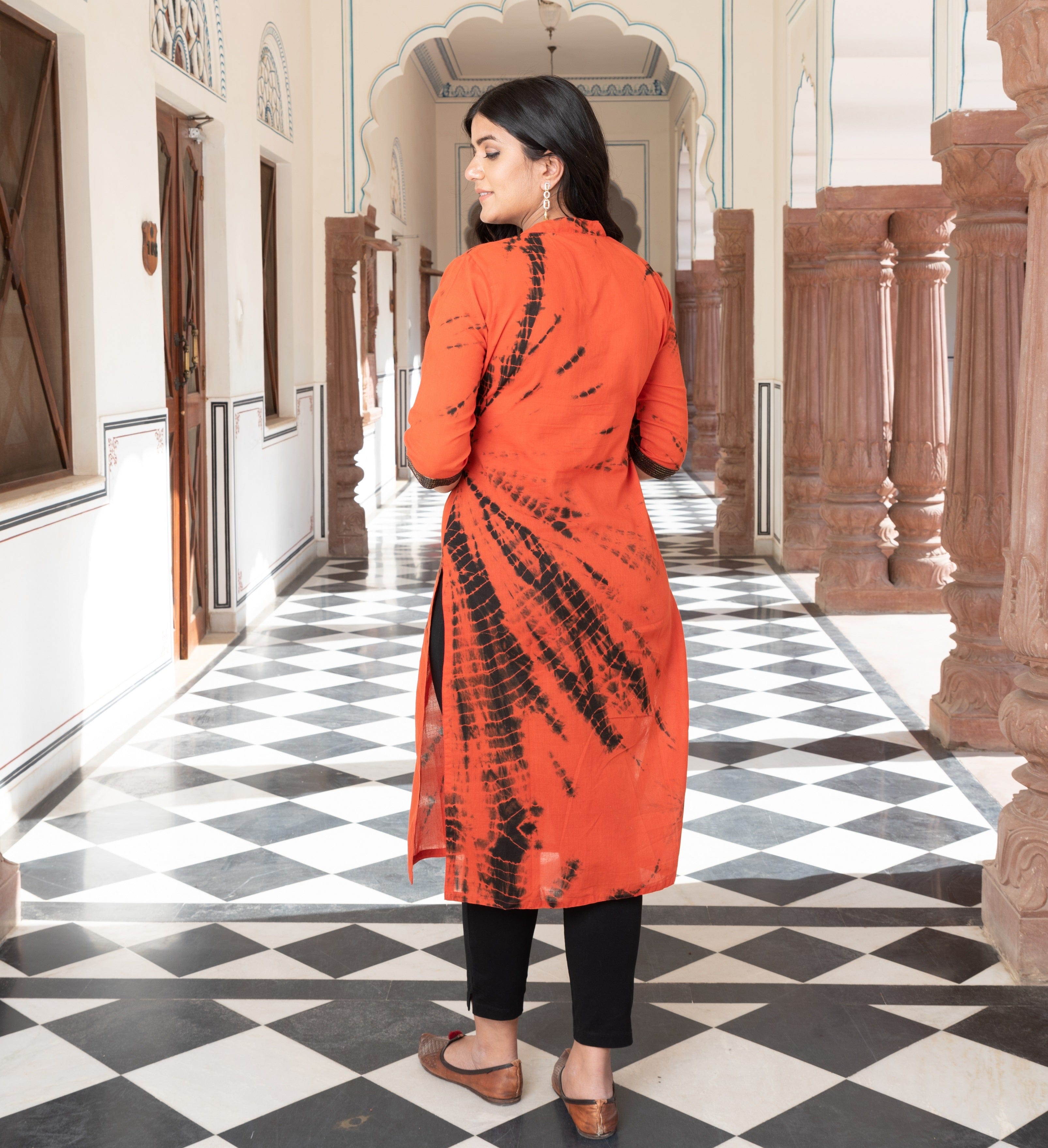 indian summer pure cotton wear red black long kurta latest fashion designer wear